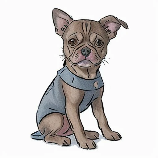 illustration, little dog seated,<lora:BRZV4_opti:1>