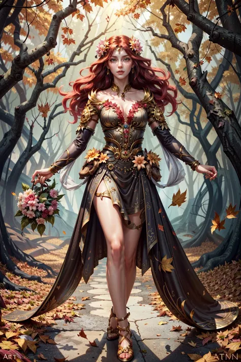 (masterpiece, best quality:1.3)
<lora:epi_noiseoffset2:1> <lora:add_detail:0.7> <lora:SmitePersephone:0.8>
SmitePersephone, 1girl, solo, long hair, red hair, flowers, full body, autumn park, afternoon, warm and golden light filtering through falling leaves realistic, hyperdetailed, artstation, c