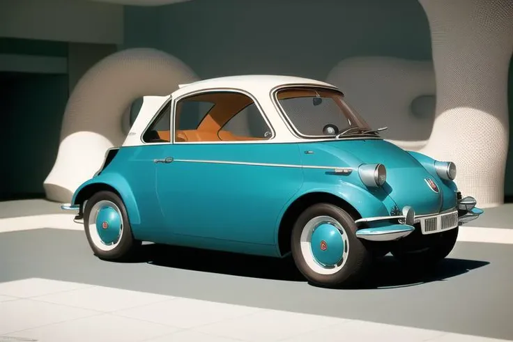 poolrooms, high res, 1952 funny weird Oldsmobile Rocket, BMW Isetta style