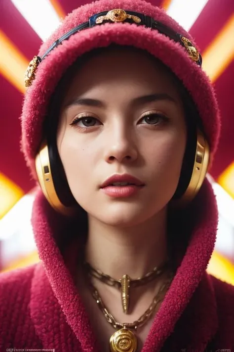 photo RAW,((close-up:1.1) character design,vogue, prada, versace, luminogram, sharp focus, colorful, clear, detailed, glamourous, fashion world, editorial, fashion, magazine shoot, fluff, dreamy glow, extraterrestrial, fantastic realism, kitsch outfit, sunlight, pastel,cotton dof), masterpiece, award winning photography, lighting, perfect composition, high detail, hyper realistic,dramatic lighting, epic