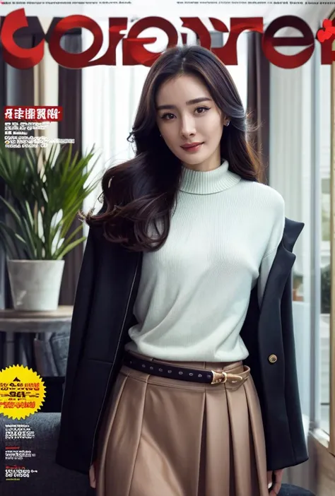 <lora:yangmi:0.88:lbw=1,0,0,0,0,0,0,0,1,1,1,1,1,1,1,1,1>
(fake cover), (magazine cover:1.66), cover, (english text:1.23),
yangmi body, yangmi face, 1girl, solo, skirt, pleated skirt, long hair, cowboy shot, brown eyes, standing, highres, lips, realistic, brown hair, jacket, looking at viewer, black dress, white jacket, dress, long sleeves, smile, black skirt,
indoorscene, scenery, window, highres, plant, table, indoors, couch, potted plant, cup, day,
<lora:NM_æé¨æ¹åå¨_1.0:0.15> <lora:more_details:0.3> <lora:epi_noiseoffset2:1> <lora:QYpifuV1:0.9>