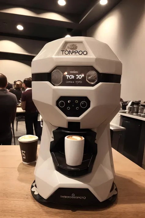 Photo of a (androbottopo coffee machine:1.2), in a bustling caf, (a cup of steaming coffee:1.2), people enjoying their drinks in the background, soft ambient lighting, warm atmosphere, (DSLR photo, raw photo:1.2), (blurry:1.2), 8k, contrast, detailed, intricate, UndergroundClub, indoor, hard shadow, masterpiece, best quality, (express:1.4), andobottopo head, glass
<lora:hjandrobottopo_v10:0.6>