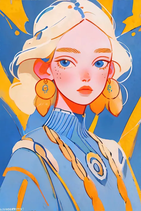 <lora:flatportraitstyle-vixon:1.00>, fl4tstyl3, portrait, maori woman, honey blonde bob with bangs, deep blue eyes, wearing light green tunic sweater || <lora:flatportraitstyle-vixon:0.2>, fl4tstyl3, portrait,masterpiece, 8k, high resolution, shallow depth of field, sharp focus