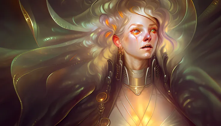 lonixApterus, art ((((extreme symmetry close up)))) medium shot - a character from elden ring in church clothes, steampunk, digital manipulation the wind blows your hair, ray tracing, soothing colors, cinematic atmosphere, by Artgerm, by Édouard Manet
