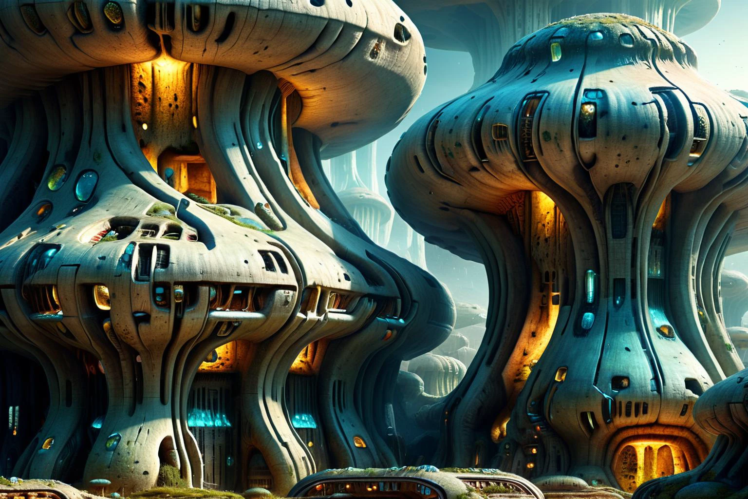 <lora:xl_more_art-full_v1:0.7>, (best quality:1.5), (hyperrealism:1.3), (intricate emotional details:1.5), (ultra detailed), (sharp focus), (sharp details), detailed digital illustration of a Subterranean city with luminescent fungi, Biopunk, <lora:pastel_colors_xl_v3:0.7> , <lora:EnvyOrganicScifiXL01:1>