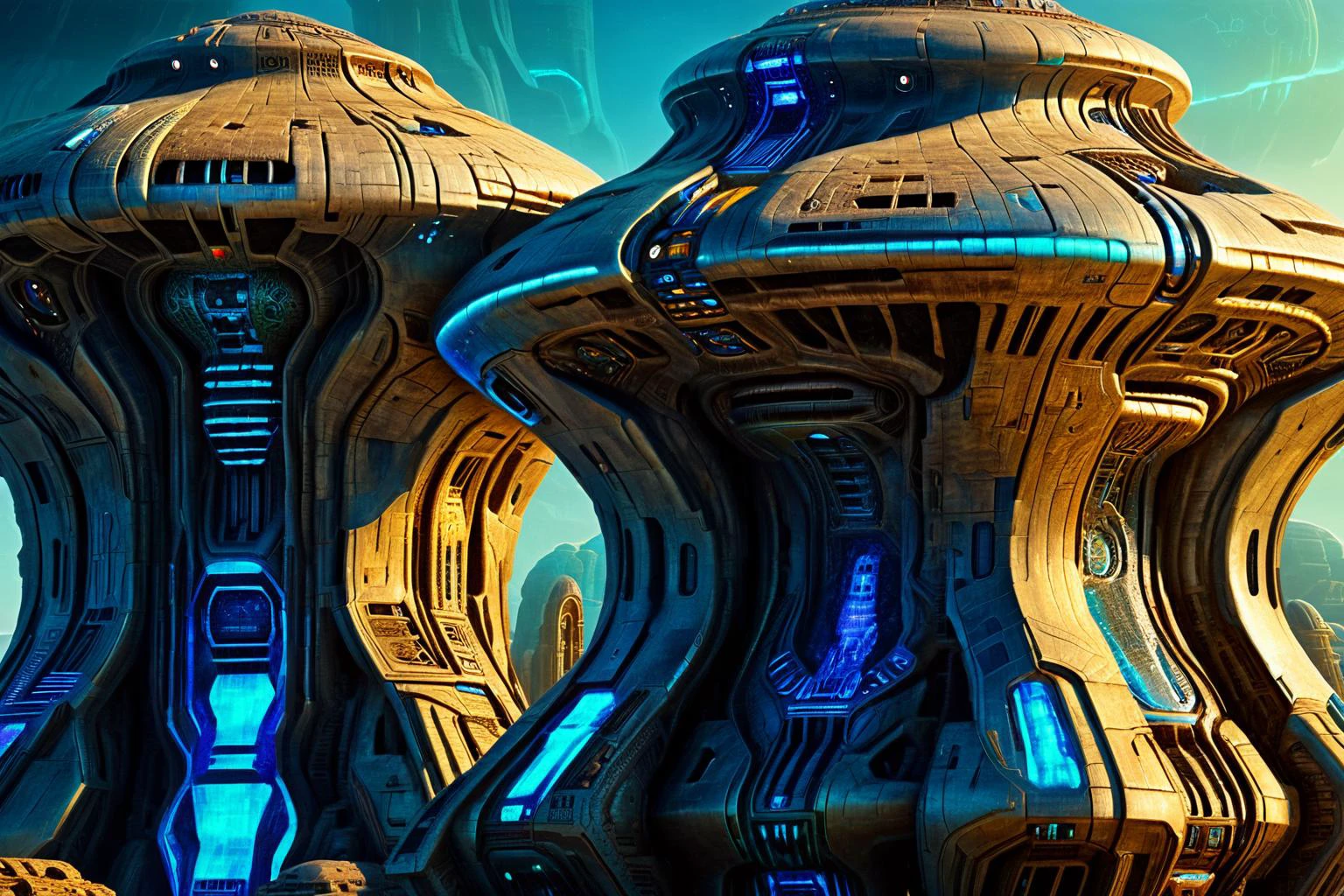 <lora:xl_more_art-full_v1:0.7>, (best quality:1.5), (hyperrealism:1.3), (intricate emotional details:1.5), (ultra detailed), (sharp focus), (sharp details), detailed digital illustration of a Androids navigating ancient alien ruins, Steampunk, <lora:blacklight_makeup_v2:0.7> blacklight makeup , <lora:EnvyOrganicScifiXL01:1>