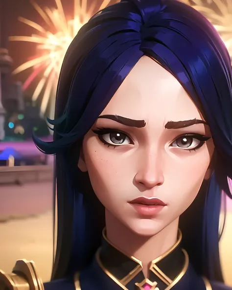 arcane style, ((masterpiece)), absurdres, 1girl, portrait, detailed face, detailed hair, studio lighting, blurred background, fireworks,
ahri, ahri \(league_of_legends\), solo, korean, blonde,
<lora:arcaneStyleLora_v1:.6>, <lora:genshinImpactModel_v10:.5>