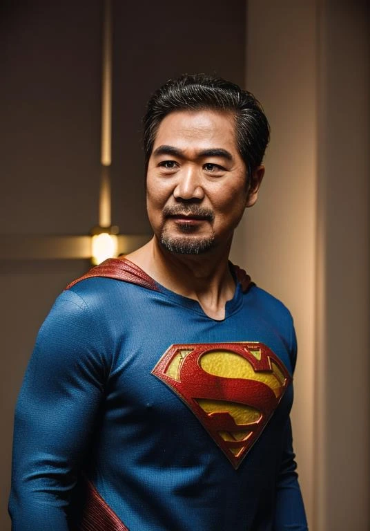 portrait of a 50 year-old-man,zgl,upper body,(dress as superman)(cosplay),modelshoot style,simple background
(masterpiece) (photorealistic) (bokeh) (best quality) (detailed skin) (intricate) (8k) (HDR) (cinematic lighting) (sharp focus)
<lora:zglV3:0.8>