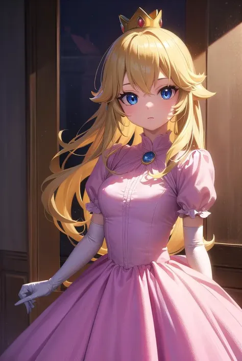 princesspeach, <lora:princesspeach-lora-nochekaiser:1>,
princess peach, blonde hair, blue eyes, long hair,
BREAK crown, dress, gem, gloves, pink dress, puffy short sleeves, puffy sleeves, short sleeves, white gloves,
BREAK indoors,
BREAK looking at viewer, (cowboy shot:1.5),
BREAK <lyco:GoodHands-beta2:1>, (masterpiece:1.2), best quality, high resolution, unity 8k wallpaper, (illustration:0.8), (beautiful detailed eyes:1.6), extremely detailed face, perfect lighting, extremely detailed CG, (perfect hands, perfect anatomy),