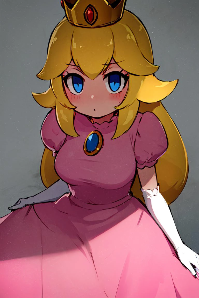 <lora:miyazero_style:0.6>,(masterpiece, best quality), 1girl, <lora:princesspeach-lora-nochekaiser:1> princess peach, blonde hair, blue eyes, long hair, crown, dress, gem, gloves, pink dress, puffy short sleeves, puffy sleeves, short sleeves, white gloves,