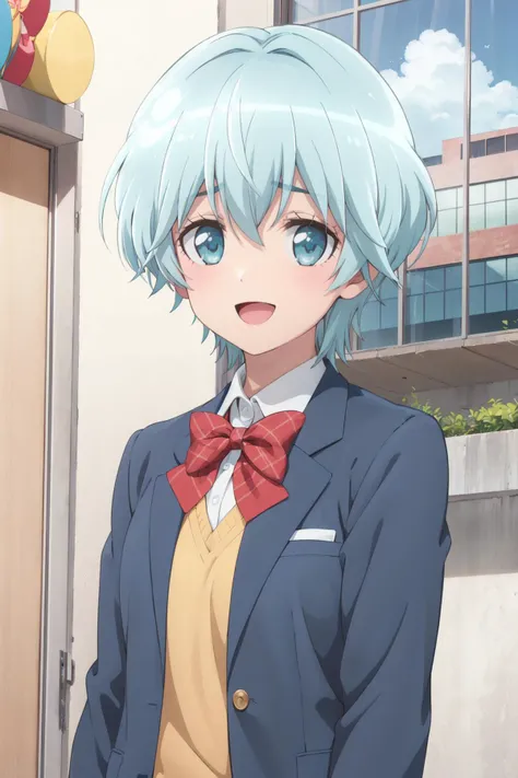 <lora:0020HSCtakekasamiki:1>,takekasamiki,school_uniform,looking_at_viewer,:d,