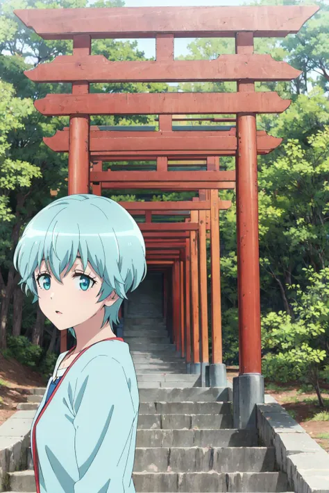 <lora:0020HSCtakekasamiki:1>,takekasamiki,1girl,<lora:torii_multi-wasabiya:0.9>,multtorii,scenery,outdoors,nature,stairs,looking_at_viewer,