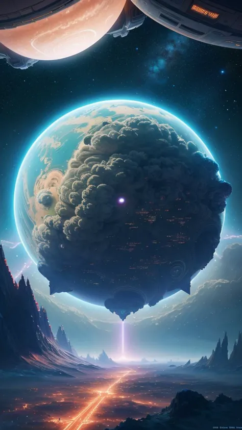 A futuristic space station orbiting a gas giant planet, with intricate details of futuristic architecture, bustling spaceship traffic, and a breathtaking view of the planet's swirling storms, highly detailed, 8K UHD, Octane render, in the style of style-nebula.