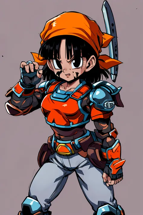 <lora:pandballgt_ex_01:1> pandballgt, 1girl, black eyes, black hair, short hair, orange bandana, <lora:doomslayer2:0.5> armor, power armor, ((((red power armor)))), (((hell background))), holding weapon, shotgun, (((blood))), black pants,
