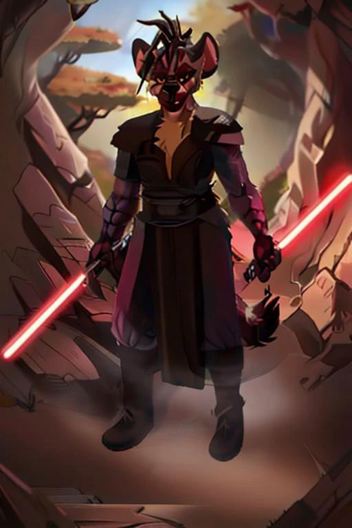 starwarsadv,
shenzi, furry female anthro, hyena girl, sash, solo, (body fur:1.2), (best quality), (detailed nature background:1.2), (detailed fluffy fur:1.1), looking at viewer, grin, tail, yellow eyes, gold piercings, dressed in sthoutfit ,holding lightsaber, face tentacles, black hair, 8k, uhd, best quality, trending on arstation, full body, masterpiece, raw image, pores, detailed skin, 5 fingers, star wars, cool armor, forest
<lora:shenzi-v1:1> <lora:starwarsadv-000005:0.6>
<lora:sthoutfitV2:0.7>