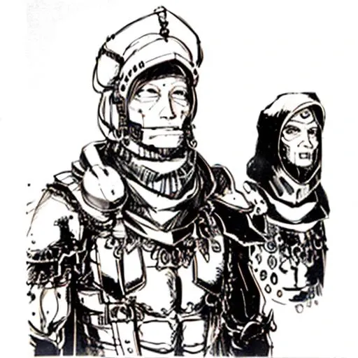 michael_kirkbride, <lora:michael_kirkbride-000029:1>, 1girl, armor, scarf, hood