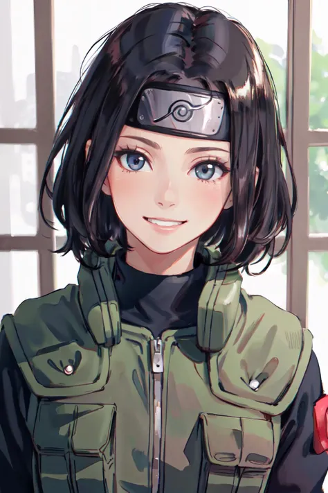<lora:attire_narutovest:1>joninvest,forehead protector,
(best quality, masterpiece, RAW photo,ultra-detailed:1.2), <lyco:GoodHands-beta2:1.0>,1girl,solo,looking at viewer,smile