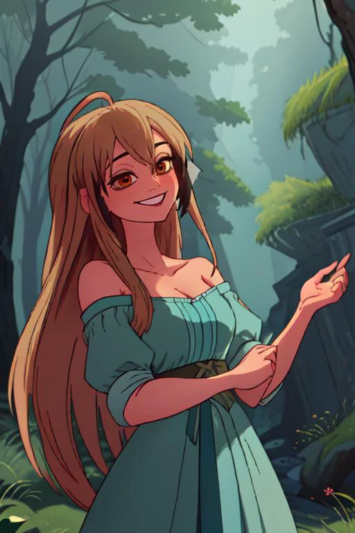 masterpiece, best quality, absurdres, 1girl, solo,
nanashi mumei, long hair, flowing hair, ahoge, smile, smug, outdoors, forest,
<lora:zyugoya-60:1>