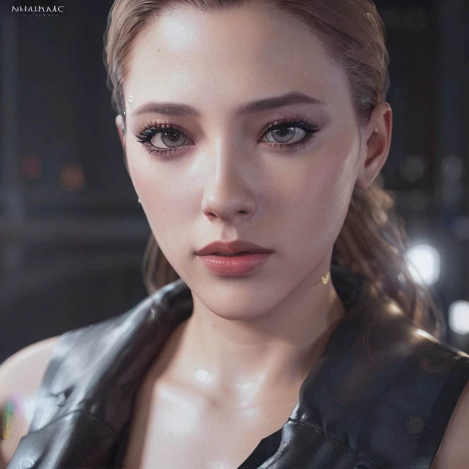 A photo of CHLOEDBH a woman dressed as cyberpunk woman,Dark brown eyes, portrait, highly detailed, digital painting, artstation, illustration, cinematic lighting, (Ultra realistic [[photo]], detailed face:1.0), (detailed eyes:1.0), (realistic photo), (masterpiece:1.0), detailed background, full body shot, by Antonio J. Manzanedo, big  <lora:S6yxChloeDetroit_v20:0.75>