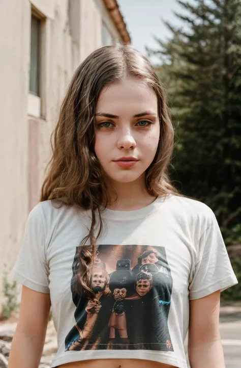 <lora:MistyMundae:0.8>, full color portrait of a young woman, wearing a t-shirt, natural light, RAW photo, subject, 8k uhd, dslr, soft lighting, high quality, film grain, Fujifilm XT3