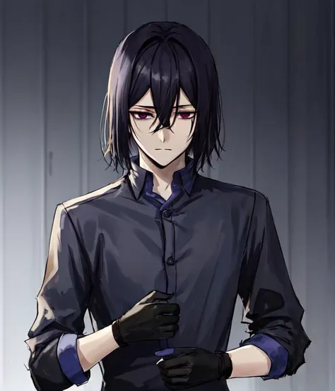 <lora:Fyodor_Dostoyevsky:1>, 1boy, solo, male focus, black hair, medium hair, magenta eyes, hair between eyes, blood, evil smile,constricted pupils