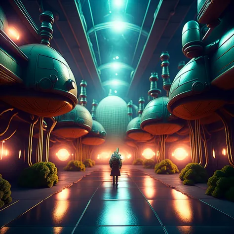 photo, A photograph of a massive, underground laboratory, with rows of pulsating, glowing tanks filled with strange, eldritch creatures, The walls and floor are covered in glowing, arcane symbols, and a strange, otherworldly hum fills the air (texasresponders style:1) man standing in front