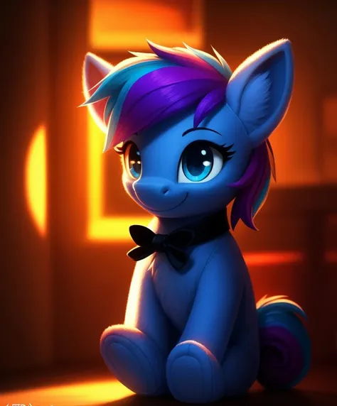 irl, photo, [[plushie]], solo, pony hitch trailblazer, full body, smiling, detailed fur, ear fluff, cinematic lighting, soft shadows, artstation, digital illustration, detailed, sharp, smooth, vibrant colors, smooth gradients, depth of field