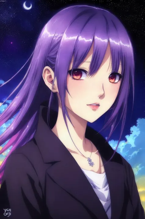 girl in light clothing, style artist oyari ashito, against the night sky, night, portrait, satisfaction, enjoyment, manga graphics, anime, drawing, dark exposure, bright colors, the highest quality, the highest detail, first-person view, dark tones, Clouds, (the most beautiful portrait in the world:1.5)