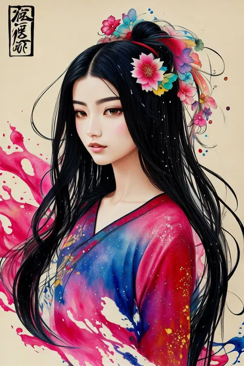 dramatic angle,(fluttered detailed ink splashs), (illustration),(((1 girl))),(long hair),(rain:0.6),(expressionless ,hair ornament:1.4),there is an ancient palace beside the girl,chinese clothes,(focus on), color Ink wash painting,(ink splashing),color splashing,((colorful)),[sketch], Masterpiece,best quality, beautifully painted,highly detailed,(denoising:0.7),[splash ink],yin yang, (the most beautiful art in the world:1.2)