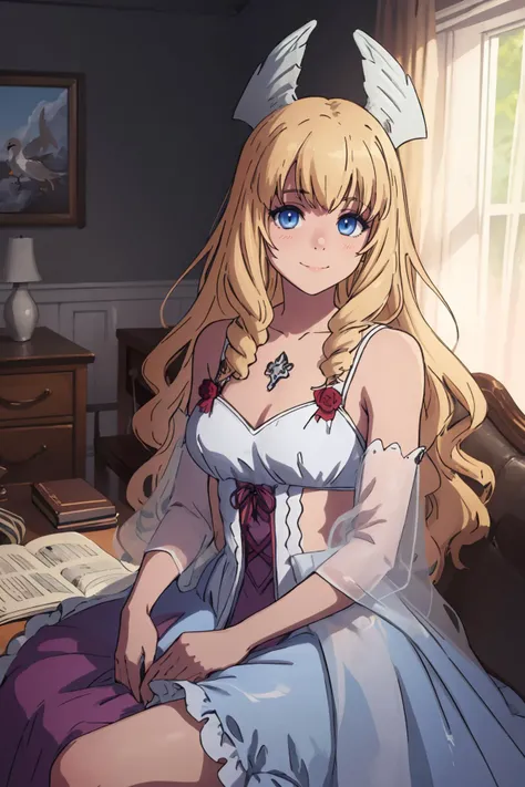 8k high quality detailed,highres,comic,anime,detailed image,
(an illustration of a teenage girl posing,(an illustration of girl,teenage girl)),(magazine_illustration),(magazine_sheet),
(, LatifaFleuranza,1girl,blonde hair,blue eyes,very long hair,[medium_breasts]),(Seductive Smile),detailed_face,realistic_skin_texture,
((Leaning back with arms outstretched,):0.5),
(, (edgGaruda_dress),ballgown,bird_woman,[ballgown|edgGaruda_dress]),realistic clothing texture,<lora:AmagiBrilliantPark_LatifaFleuranza:0.6>,<lora:edgGarudaBallgown:0.45>