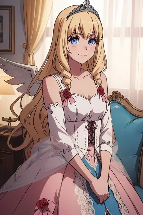 8k high quality detailed,highres,comic,anime,detailed image,
(an illustration of a teenage girl posing,(an illustration of girl,teenage girl)),(magazine_illustration),(magazine_sheet),
(, LatifaFleuranza,1girl,blonde hair,blue eyes,very long hair,[medium_breasts]),(Smug Smile),detailed_face,realistic_skin_texture,
((carried_breast_rest):0.5),
(, (edgGaruda_dress),ballgown,bird_woman,[ballgown|edgGaruda_dress]),realistic clothing texture,<lora:AmagiBrilliantPark_LatifaFleuranza:0.6>,<lora:edgGarudaBallgown:0.45>