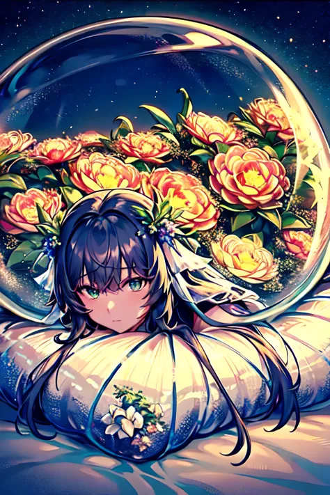 masterpiece, best quality, <lora:Animals:0.8>,((girl)),plants,night,starry,glass