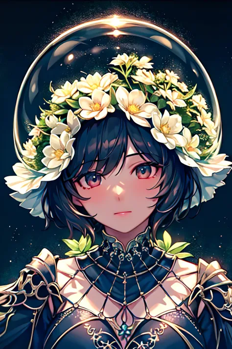 masterpiece, best quality, <lora:Animals:0.8>,((girl)),plants,night,starry,glass