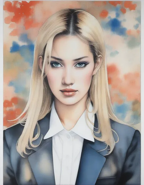 <lora:pgsprnc-000017:1.3>,watercolor painting of pgsprnc woman,  in Tokyo in the 80s, pastel, tin contour, watercolor, flat, paint strokes, colorful patterns, by yoshitaka amano, by Takato Yamamoto