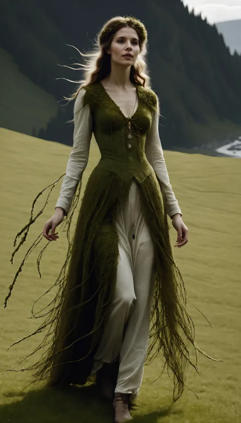 <lora:mosscoveredXL:1>moss, woman, clothes in location: dreamcatcher meadow, (Masterpiece:1.3) (best quality:1.2) (high quality:1.1)