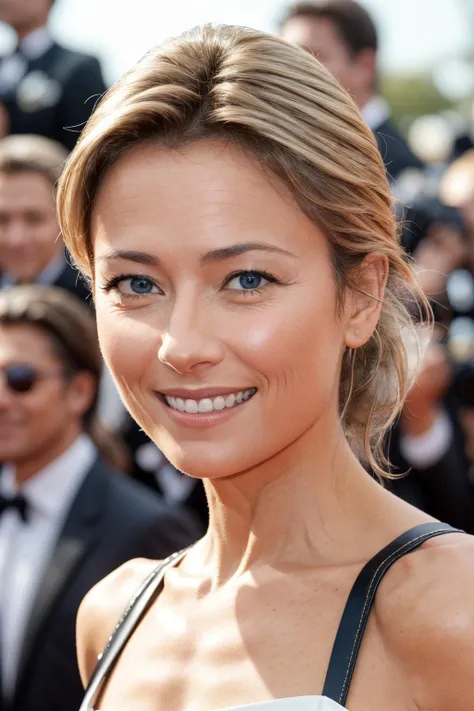 lapix, a woman smiling, close up on face <lora:lapix2:1>