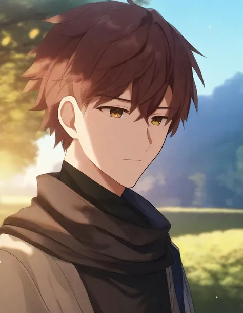 1boy, outdoors, upper body, day, solo,