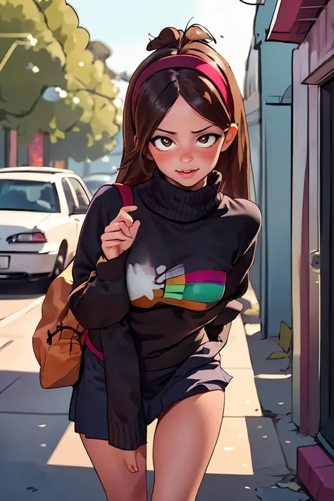 (masterpiece, best quality),1girl, beautiful face, <lora:AdultMableV1.1:1> AdultMable , Sweater,skirt,