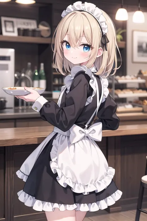 insanely detailed, absurdres, ultra-highres, ultra-detailed, best quality,
1girl, solo, nice hands, perfect hands
BREAK
(cleavage:-1.5),
(German maid:1.2),
apron, blush, bow, bowtie, frilled apron, frills, long sleeves, maid, maid apron, maid headdress, waist apron, white apron,
(maid costume, maid hair dress:1.3), long skirt
BREAK
happy smile, laugh, closed mouth
BREAK
from side,
standing, cowboy shot, looking at viewer
BREAK
slender, kawaii, perfect symmetrical face, ultra cute girl, ultra cute face, ultra detailed eyes, ultra detailed hair, ultra cute, ultra beautiful
BREAK
in coffee shop, indoors, depth of field, ultra detailed background
BREAK
medium breasts
BREAK
blonde hair, blue eyes, medium hair, hair between eyes