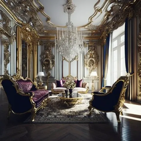<lyco:baroque_interior_design:1.0> luxury interior of baroque style
