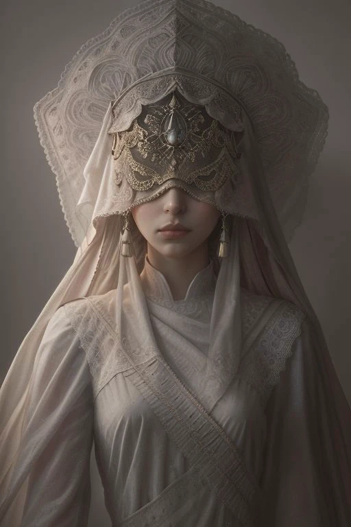 Persian color palette , Persian art, Persian girl, Persian, Iranian, Iran,sl4v1ccr0wn3y3s, light ray, holding arm, hypnosis, crown,veil, covered eyes, tassels, very detailed, atmospheric haze, Film grain, cinematic film still, shallow depth of field, highly detailed, high budget, cinemascope, moody, epic, OverallDetail, gorgeous, 2000s vintage RAW photo, photorealistic, candid camera, pink/grey color graded cinematic, eye catchlights, atmospheric lighting, skin pores, imperfections, natural, shallow dof