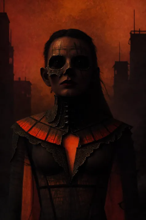High detail painting in the style of (b3ks1nsk1:1.1) <lora:Beksinski1:0.5> <lora:Kay:0.85>, (fog, haze, structures, ominous, long, red, orange, sky, creature, apocalyptic, teeth, silhouette, glowing, cathedral, floating, massive, lovecraftian, cracked, dry, crumbling, nightmarish, horror, gothic:0.8), surrealist, dystopian, absurdes, 8k high definition, highest quality, masterpiece, best quality, 8k, HDR, ultra-detailed, amazing, intricate