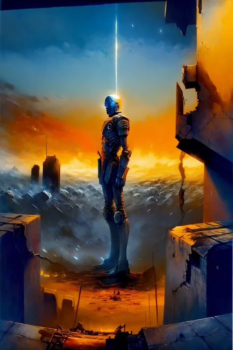 1 robot
fantasy , fire, war, conflict, destroyed city background,
negative space
(masterpiece, best quality)
Clive Barker
b3ks1nsk1 <lora:Beksinski2:1> <lora:add_detail:1>