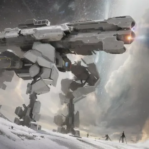 8k wallpaper, masterpiece, Cinematic Lighting, best quality, Illustration, detailed face depiction, dramatic angle,
4 legged mecha in the shape of a dragon, city_lights, galaxy, giant, glowing, night, night_sky, planet, sky, snow, snowing, space, star_\(sky\), starry_sky, wings, fire, darkness, ((non-humanoid robot)), weapon, gun, cannon, military, mechanical parts,
<lora:R_QuadrupedMechas:1>
<lora:FantasticDragon_v10:0.8>