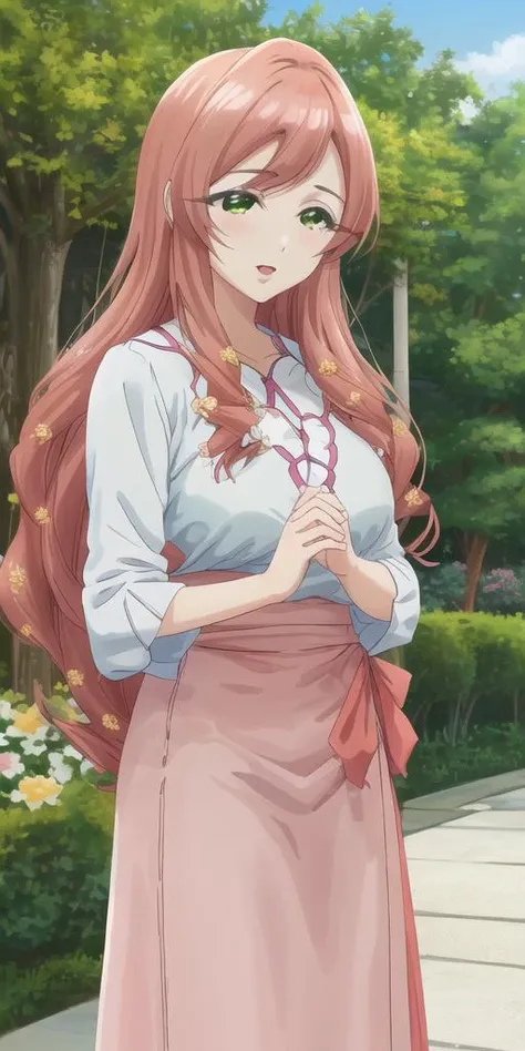 (best-lifelike-real-life) <lora:hanazono_hahari:1> hanazono_hahari, outdoors, milf, staring in love and completely absent-minded
