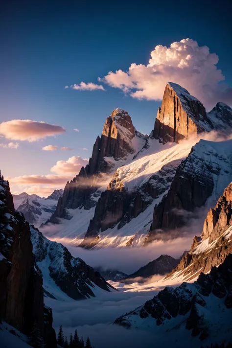 Mountains, painted, intricate, volumetric lighting, beautiful, rich deep colors masterpiece, sharp focus, ultra detailed