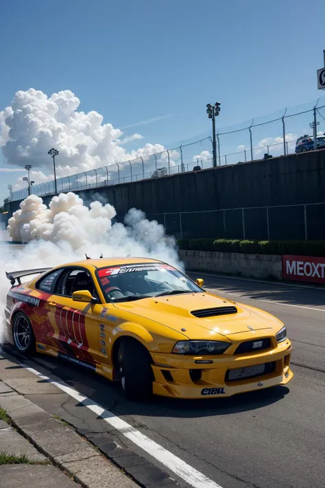 cardrifting, a car drifting on a parking lot, burn, smoke <lora:cardrifting:1.2>