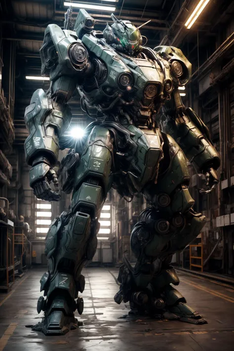 (8k,best quality, masterpiece:1.2),physically-based rendering,surface reflection,metallic luster,looking at viewer,
BJ_Zagu_Mecha,green_eyes,standing,no_humans,glowing,robot,mecha,clenched_hands,science_fiction,one-eyed,
<lora:Zagu_Mecha:0.8>,
<lora:add_detail:1>,<lora:LavaMecha:0.5>,