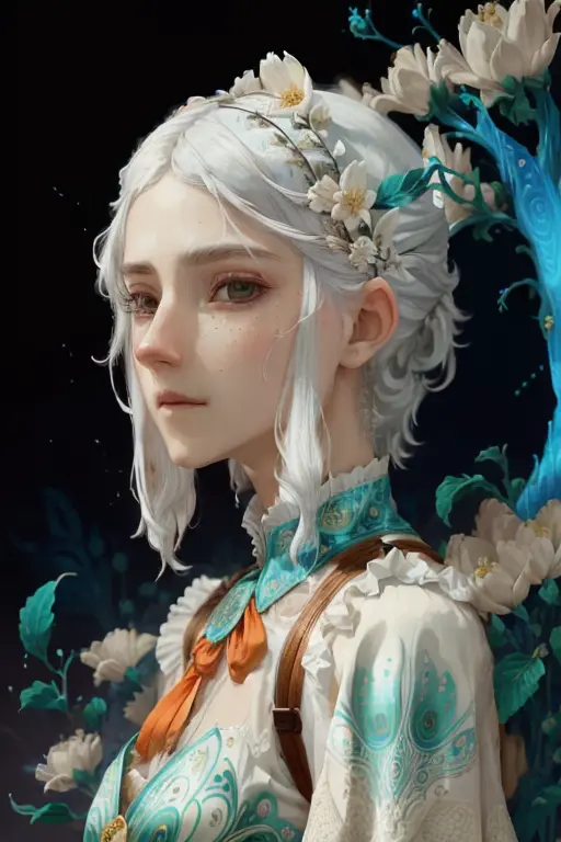 evafie, white hair by, earnst haeckel, james jean. generative art, baroque, intricate patterns, fractalism, still, photorealistic, vibrant peacock feathers, intricate, elegant, highly detailed, digital painting, artstation, smooth, sharp focus, illustration, outrun, vaporware
<lora:epiNoiseoffset_v2:1>, <lora:evafie_v1:1.2>,