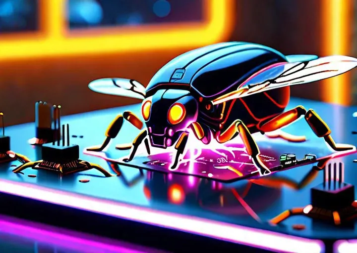 robotic insect, metal, plastic,( electronic circuits:1.2), Eats electronics, laser welding beam, on the computer motherboard,( visible energy flows:1.4), lightning, sparks, neon light, 3D scene, octane render, ray tracing, high detail, (masterpiece), (realistic), 8k, RAW photo, very wide shot, octane render, unreal engine, volumetrics dtx, (film grain, bokeh, blurry foreground)
